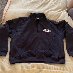 Sporty & Rich Quarter Zip Sweatshirt | Navy // XL